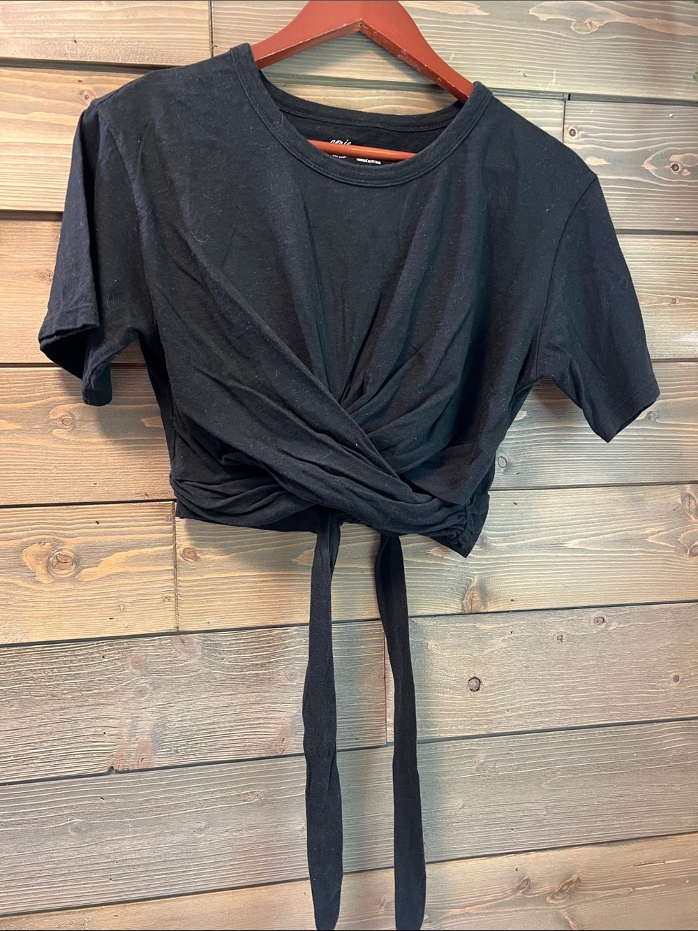 Aerie Black Twist-Front Tie Crop Top - Women's
